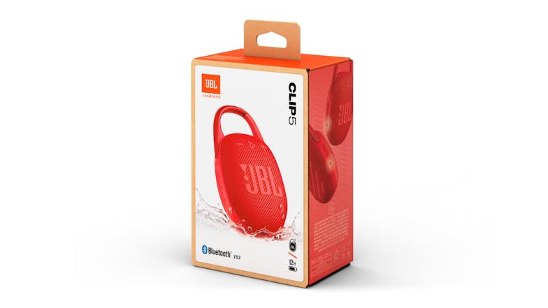 JBL Clip 5 Ultra-Portable Bluetooth Speaker with Carabiner - Red