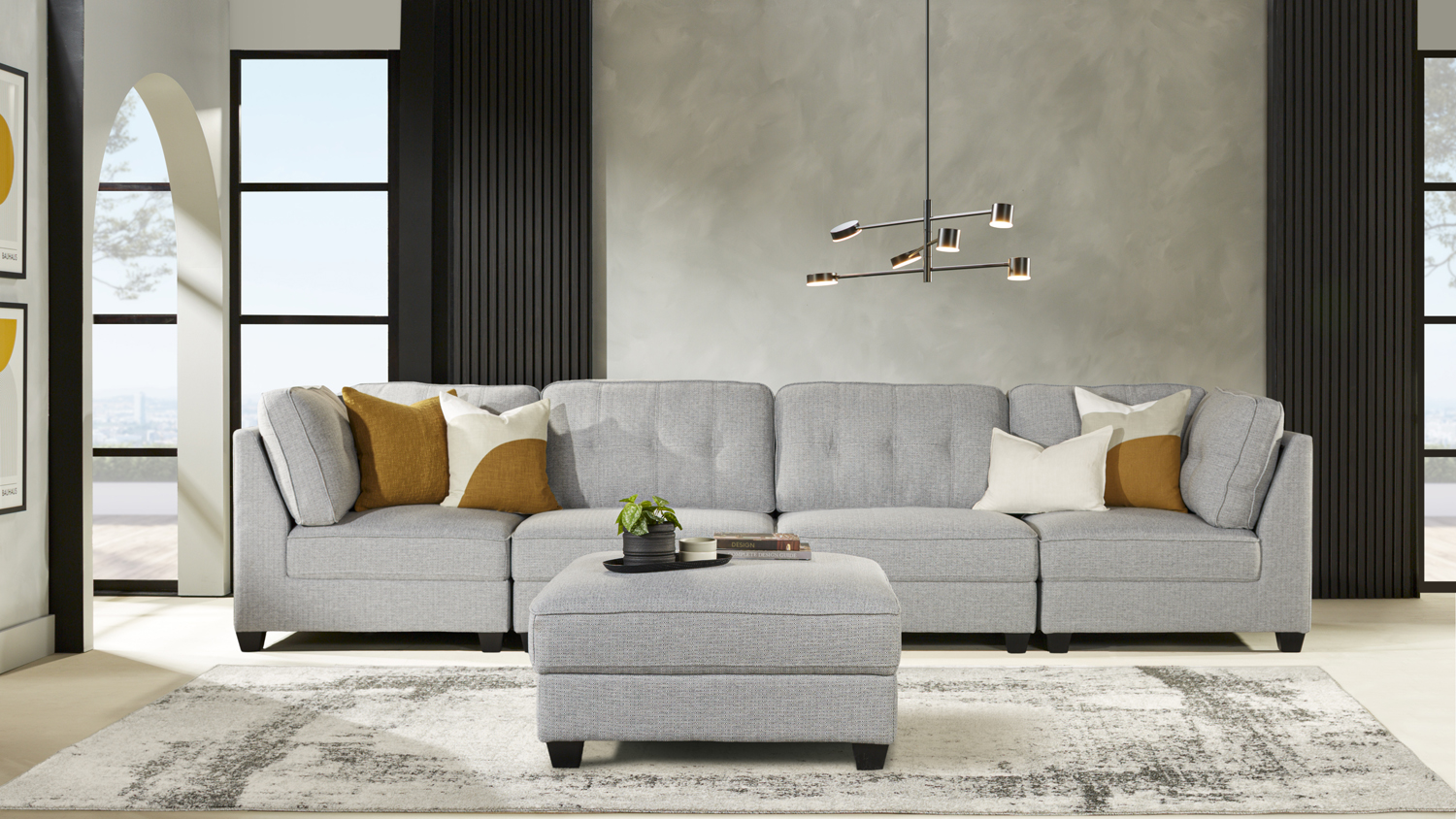 Corro 4 Seater Fabric Corner Lounge Suite - Fog-Light Grey