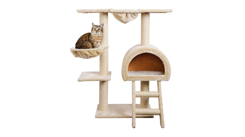 i.Pet Cat Condo with Scratching Post & Bed 100cm - Beige