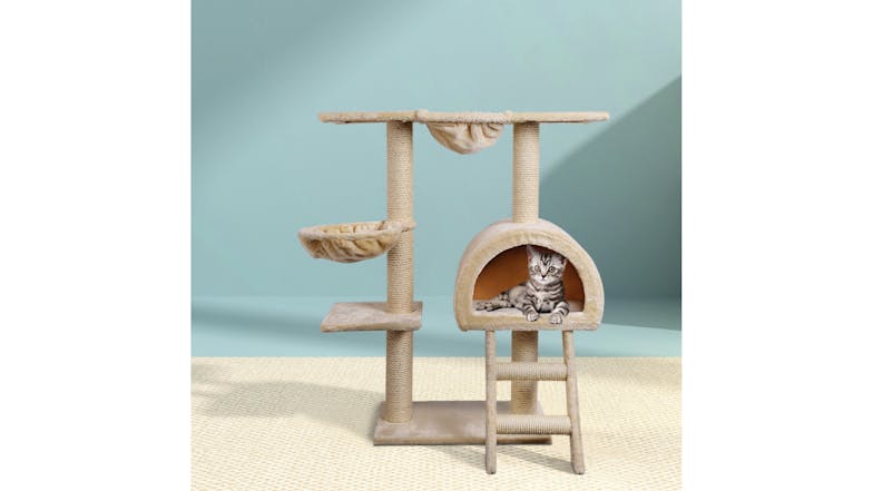 i.Pet Cat Condo with Scratching Post & Bed 100cm - Beige