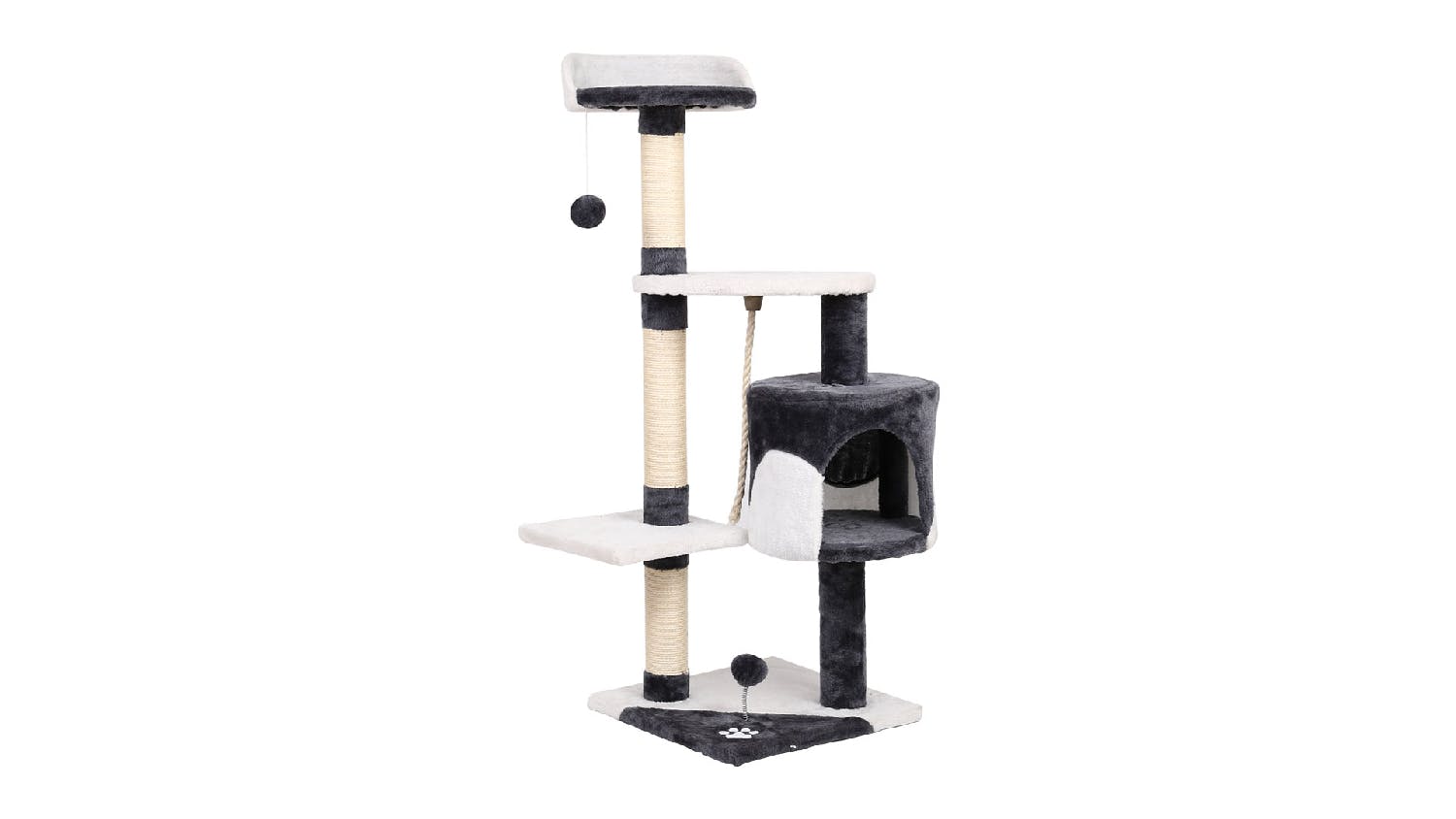 Cat Tree Scratching Post 112cm White/Grey Harvey Norman