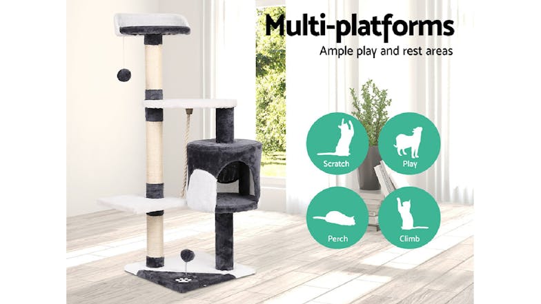 I.Pet Cat Tree Scratching Post 112cm - White/Grey