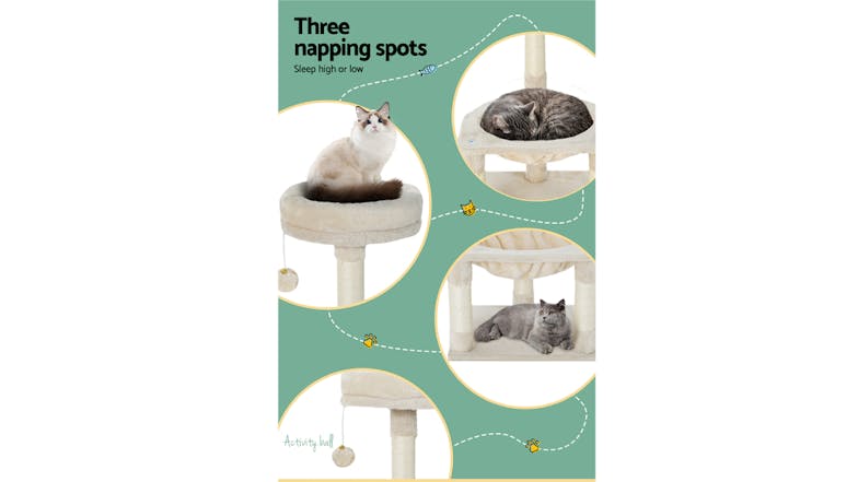i.Pet Cat Condo with Scratching Post & Bed 69cm - Beige