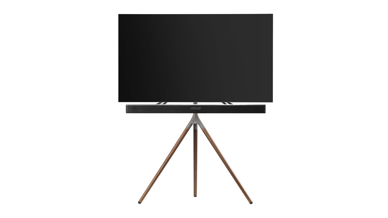 One For All Floor Stand for 32" to 65" TV with Soundbar Bracket - Swivel Design - Dark Walnut & Gunmetal (WM 7471)