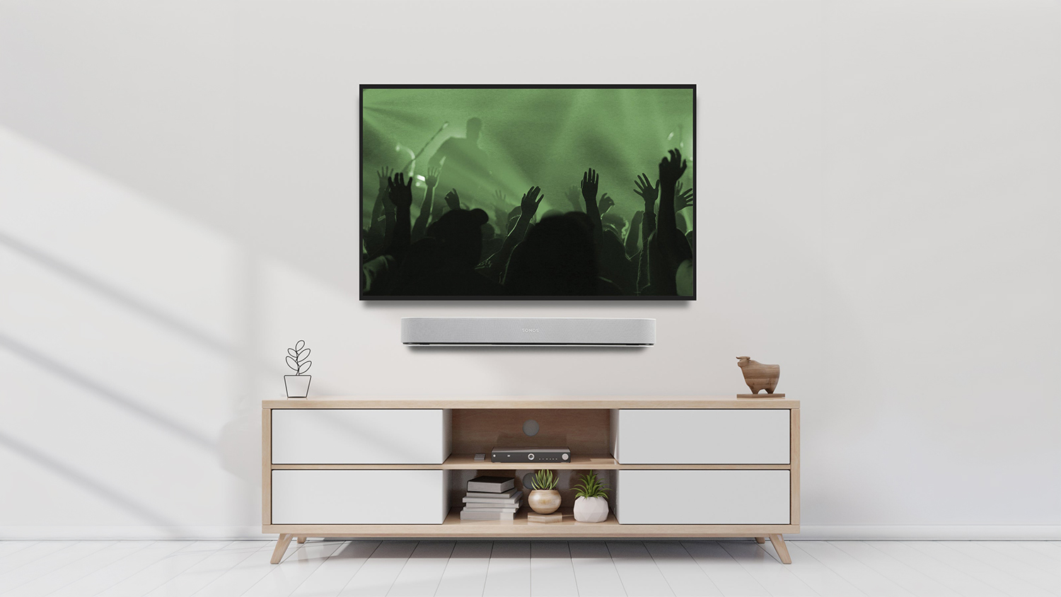 Flexson Wall Mount for Sonos Beam Soundbar - Fixed Design - White (FLXBFWM1011)