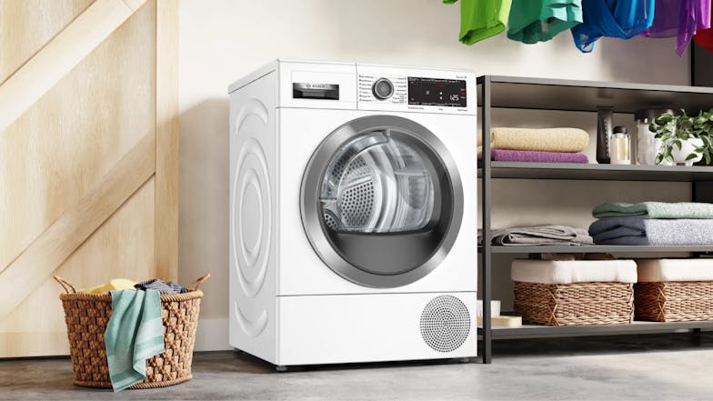 Bosch 9kg Front Loading Washing Machine & 8kg Heat Pump Condenser Dryer Package - White