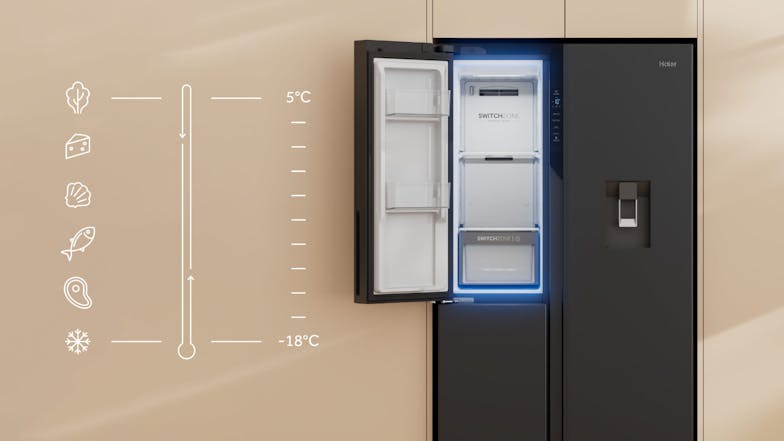 Haier 574L Side by Side Fridge Freezer with Water Dispenser - Black (HRF575XC)
