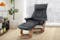 Orebro Leather Chair and Footstool - Black