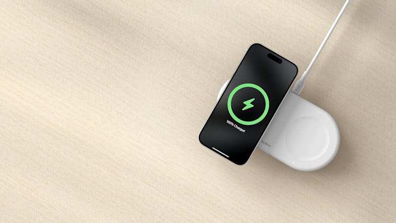 Belkin BoostCharge Pro 15W 2-in-1 Magnetic Wireless Charging Pad with Qi2 - White