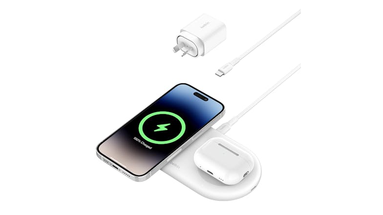 Belkin BoostCharge Pro 15W 2-in-1 Magnetic Wireless Charging Pad with Qi2 - White