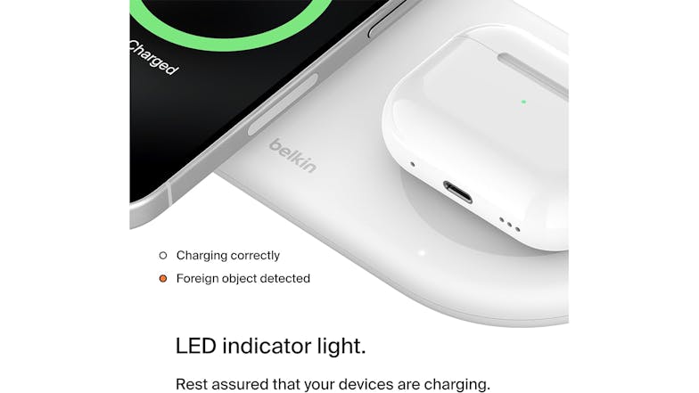 Belkin BoostCharge Pro 15W 2-in-1 Magnetic Wireless Charging Pad with Qi2 - White