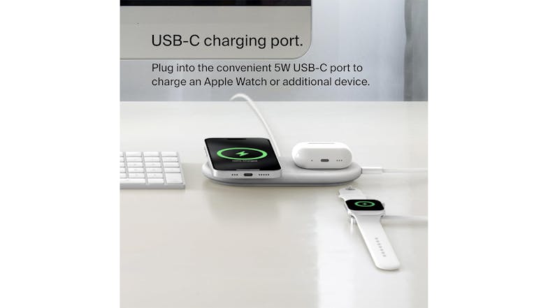 Belkin BoostCharge Pro 15W 2-in-1 Magnetic Wireless Charging Pad with Qi2 - White