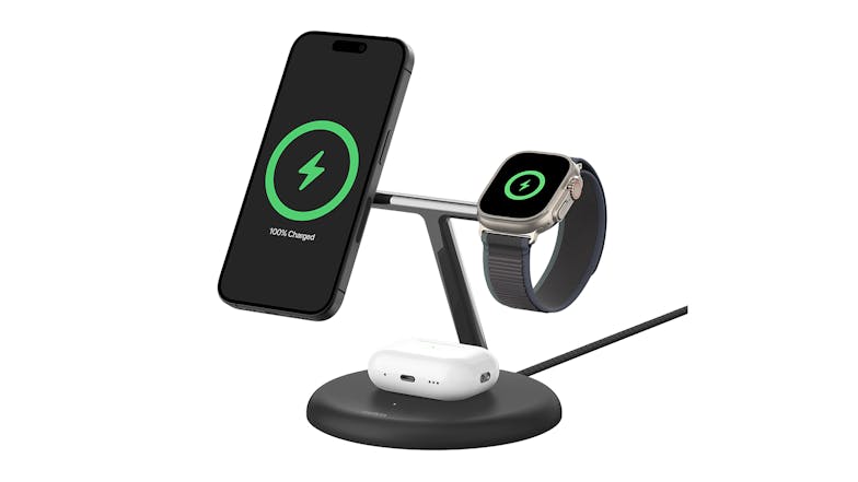 Belkin BoostCharge Pro 15W 3-in-1 Magnetic Wireless Charging Stand with Qi2 - Black