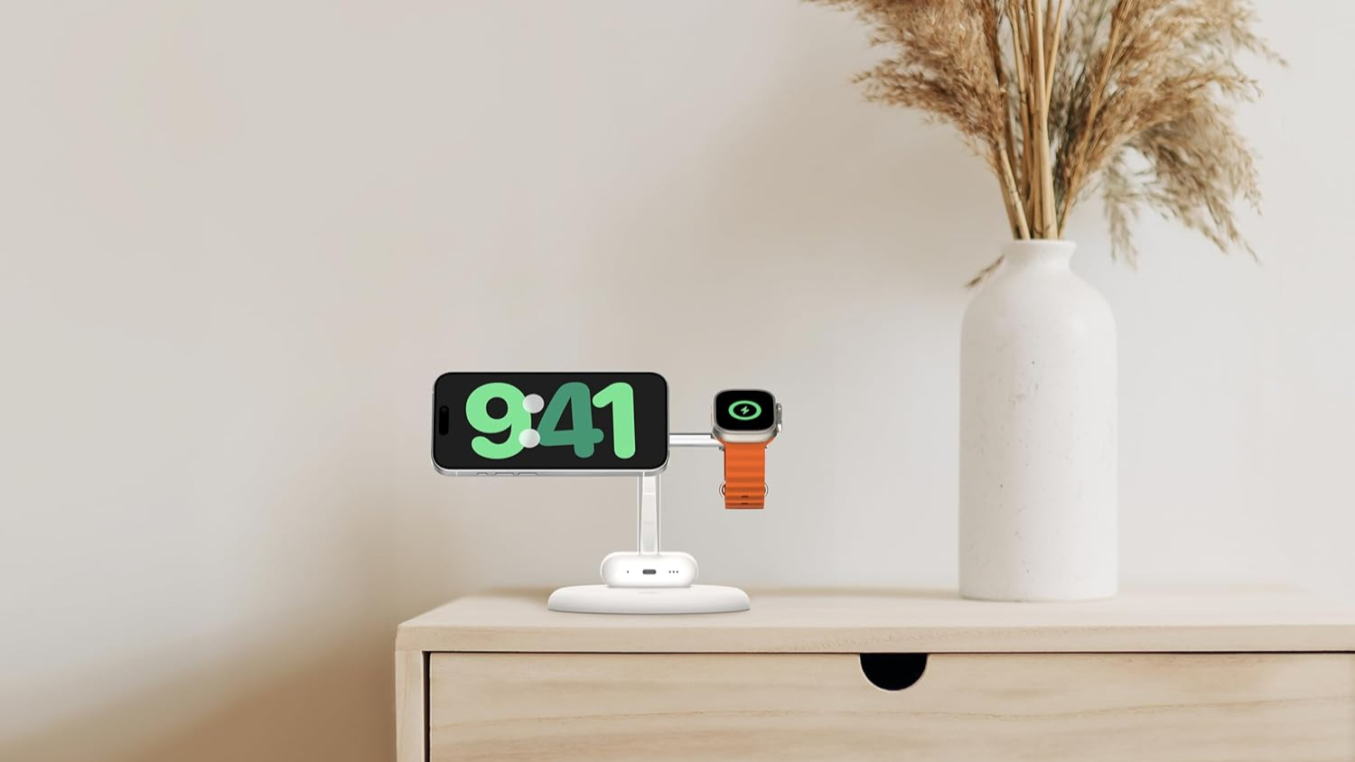 Belkin BoostCharge Pro 15W 3-in-1 Magnetic Wireless Charging Stand with Qi2 - White