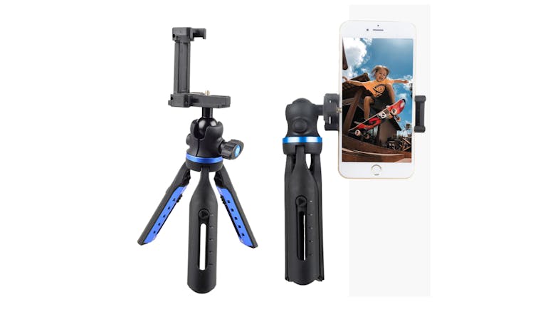 Apexel Mini Retractable Tripod for Mobile Phone/DSLR Camera - Black/Blue (APL-JJ06)