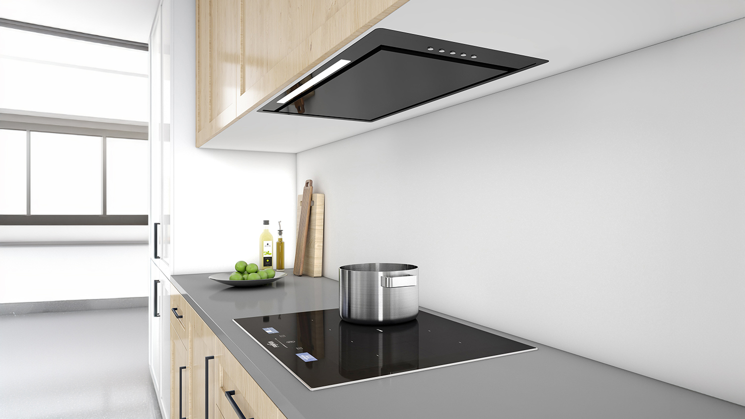 Sirius 85cm Undermount Integrated Rangehood with Heated Glass - Black (SL927ELH85)