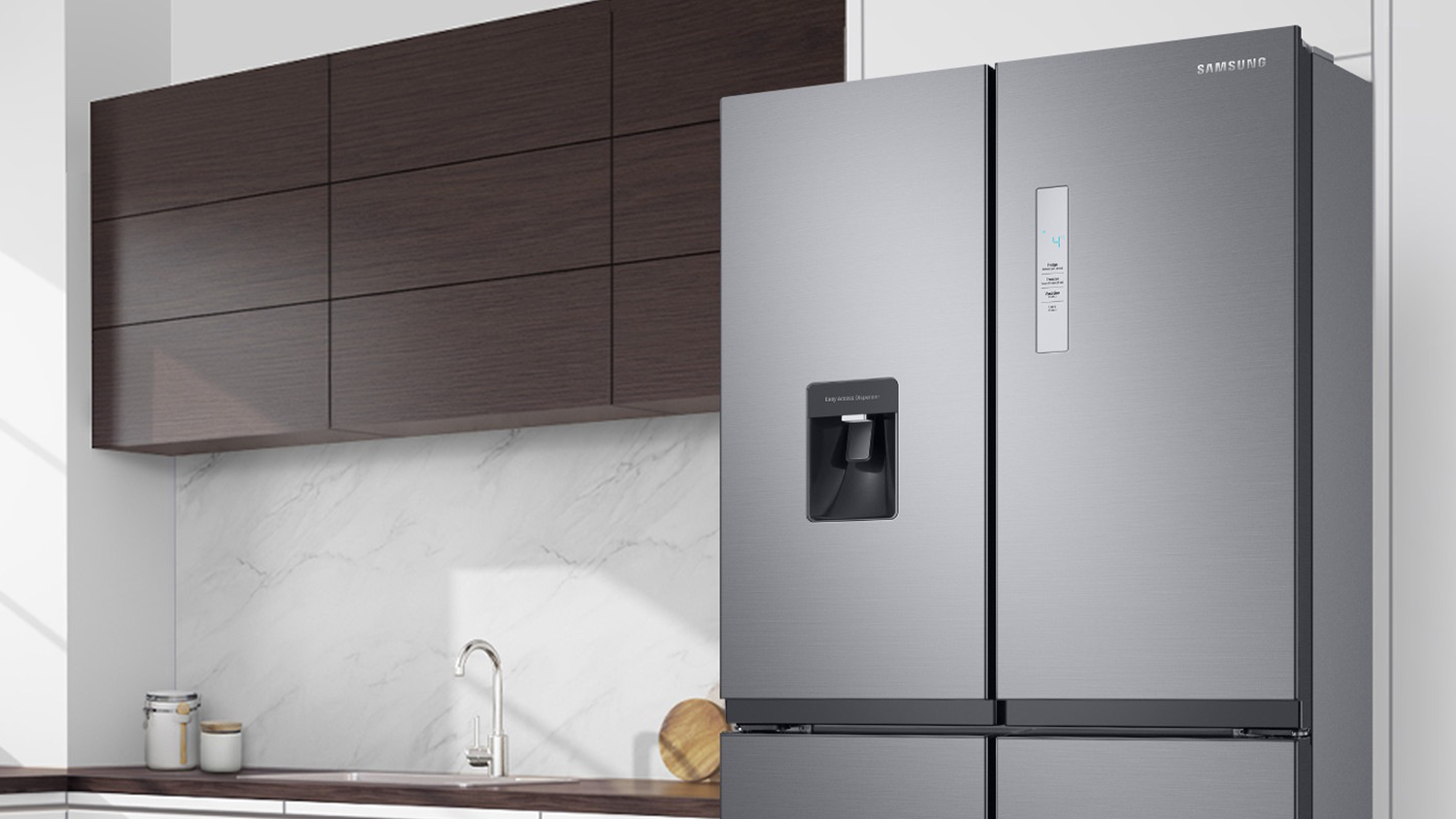 Samsung 488L Quad Door Fridge Freezer with Water Dispenser Silver