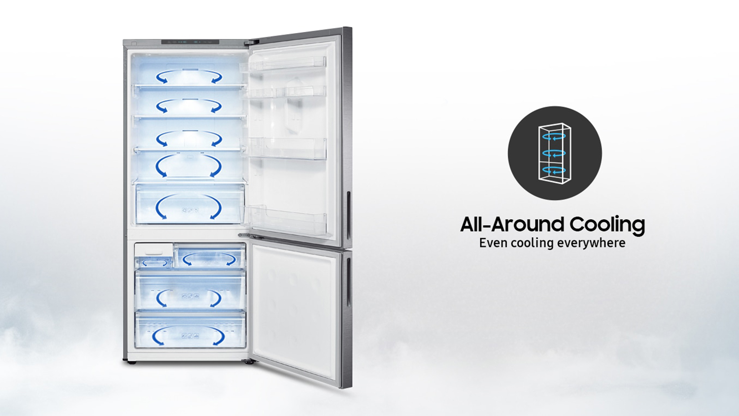 Samsung 427L Bottom Mount Fridge Freezer Silver (RL40B4SBASL/SA