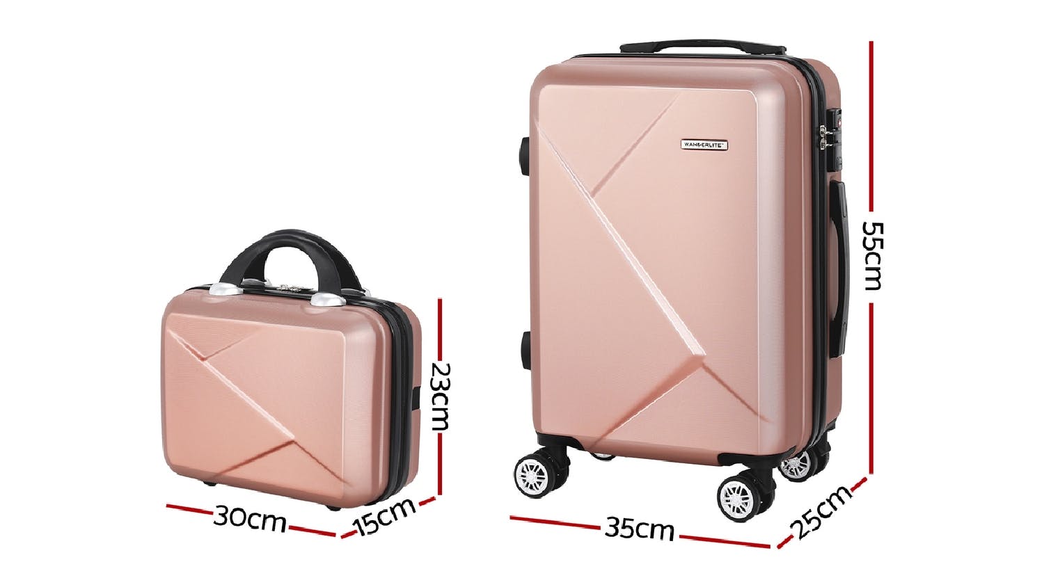 Wanderlite Modern Luggage Set 30/50cm 2pcs. - Rose Gold
