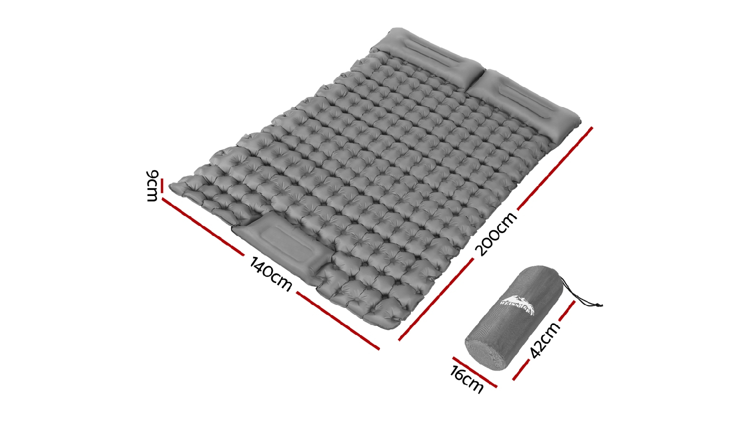 Weisshorn Slip-Resistant Self-Inflating Camping Mattress Double - Grey