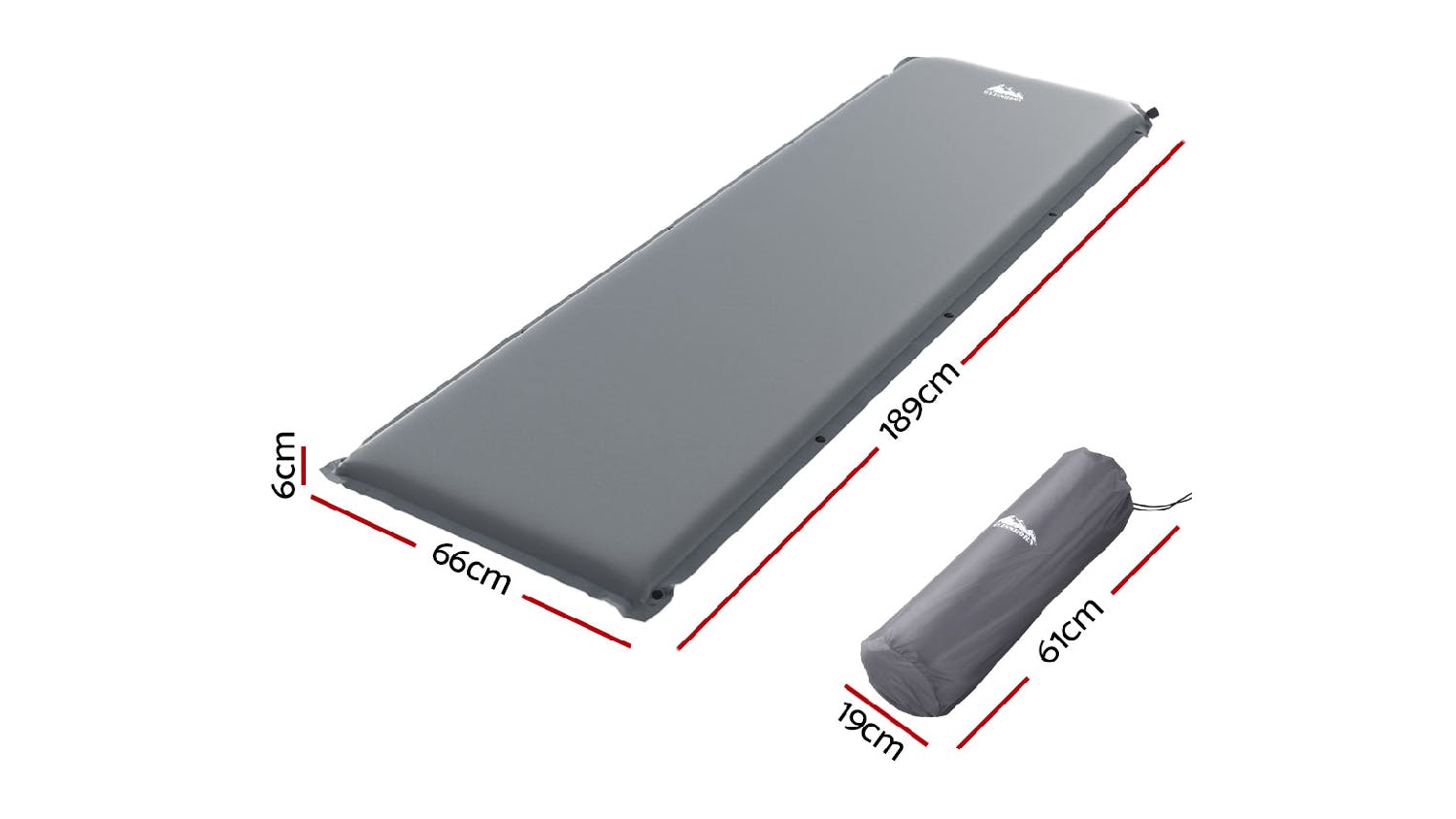 Weisshorn Slip-Resistant Self-Inflating Camping Mattress Single - Grey