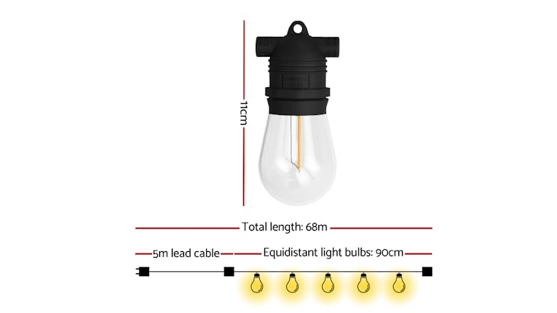 New Aim Outdoor LED String Fairy Festoon Lights 68m