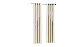Artiss Multi-Layer Eyelet Sheer Curtains with Blackout Lining 132 x 213cm 2pcs. - Beige
