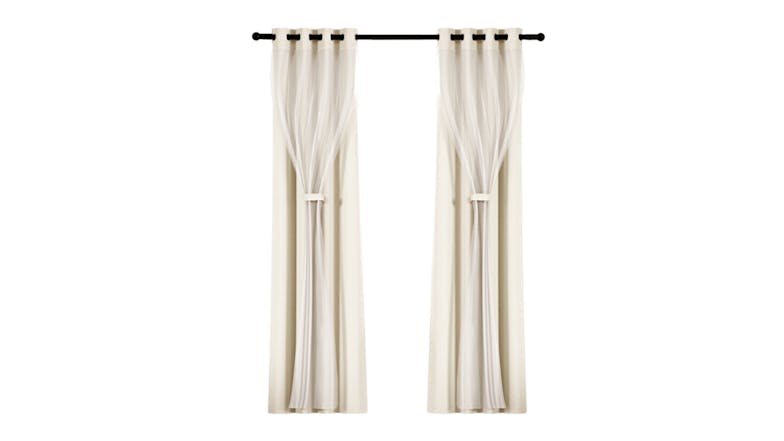 Artiss Multi-Layer Eyelet Sheer Curtains with Blackout Lining 132 x 242cm 2pcs. - Beige