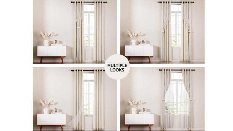 Artiss Multi-Layer Eyelet Sheer Curtains with Blackout Lining 132 x 242cm 2pcs. - Beige