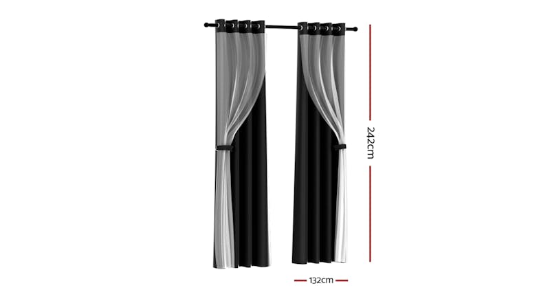 Artiss Multi-Layer Eyelet Sheer Curtains with Blackout Lining 132 x 242cm 2pcs. - Black