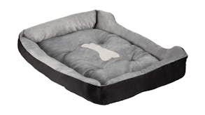 i.Pet Plush Bolster Dog Bed 81 x 60 x 15cm - Black