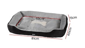 i.Pet Plush Bolster Dog Bed 81 x 60 x 15cm - Black