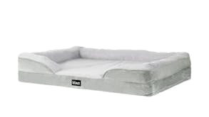 i.Pet Plush Bolster Dog Bed 90 x 64 x 16cm - Grey