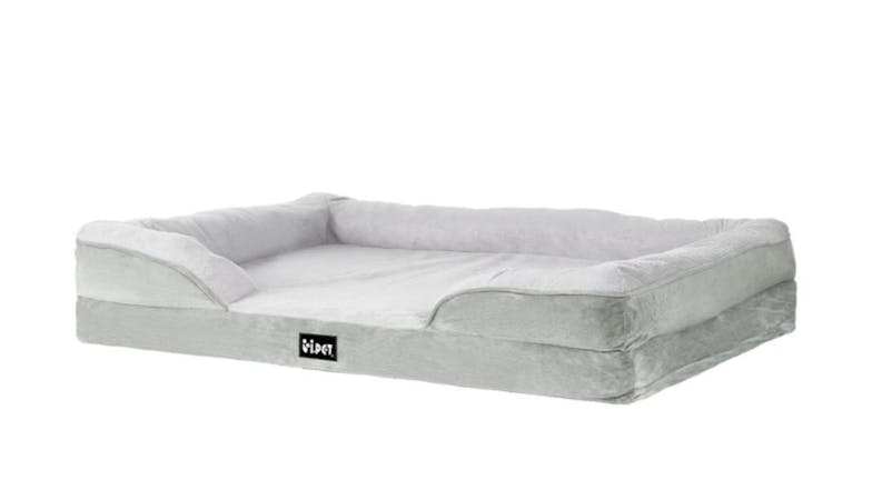 i.Pet Plush Bolster Dog Bed 90 x 64 x 16cm - Grey