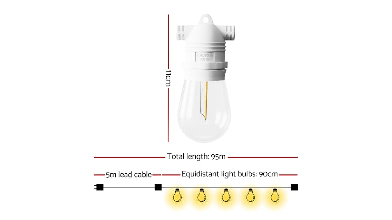 New Aim Outdoor LED String Festoon Lights 95m