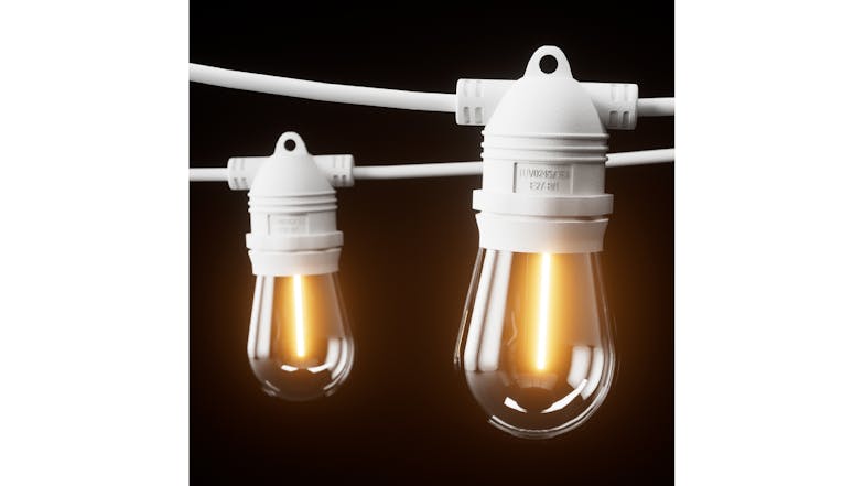 New Aim Outdoor LED S14 String Festoon Lights 68m - Warm White/Black