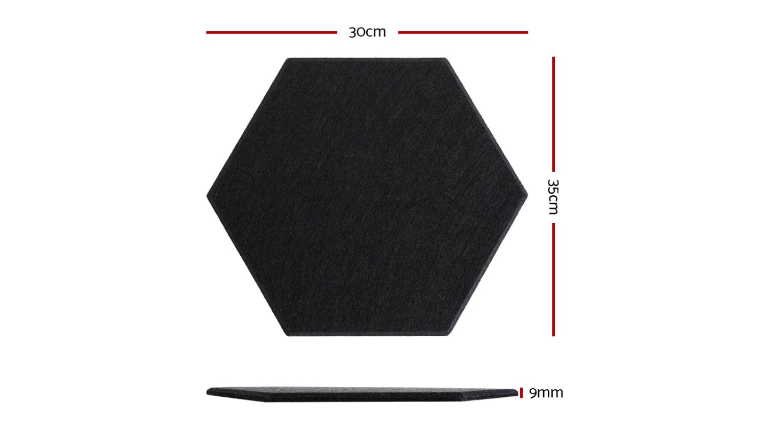 Alpha Studio Hexagonal Acoustic Absorbtion Foam 12pcs. 35 x 30 x 0.9cm - Black