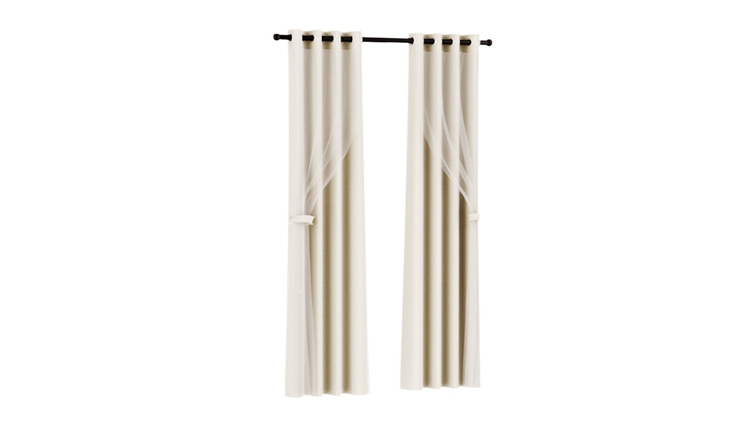 Artiss Multi-Layer Eyelet Sheer Curtains with Blackout Lining 132 x 160cm 2pcs. - Beige