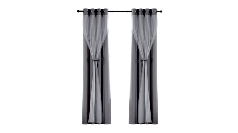 rtiss Multi-Layer Eyelet Sheer Curtains with Blackout Lining 132 x 260cm 2pcs. - Charcoal