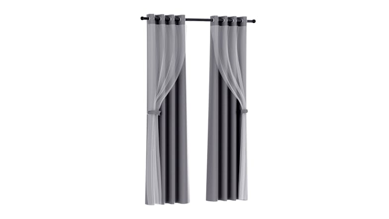 rtiss Multi-Layer Eyelet Sheer Curtains with Blackout Lining 132 x 260cm 2pcs. - Charcoal