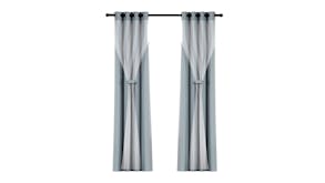 Artiss Multi-Layer Eyelet Sheer Curtains with Blackout Lining 132 x 160cm 2pcs. - Light Grey