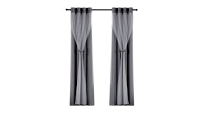 Artiss Multi-Layer Eyelet Sheer Curtains with Blackout Lining 132 x 213cm 2pcs. - Charcoal
