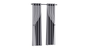 Artiss Multi-Layer Eyelet Sheer Curtains with Blackout Lining 132 x 213cm 2pcs. - Charcoal