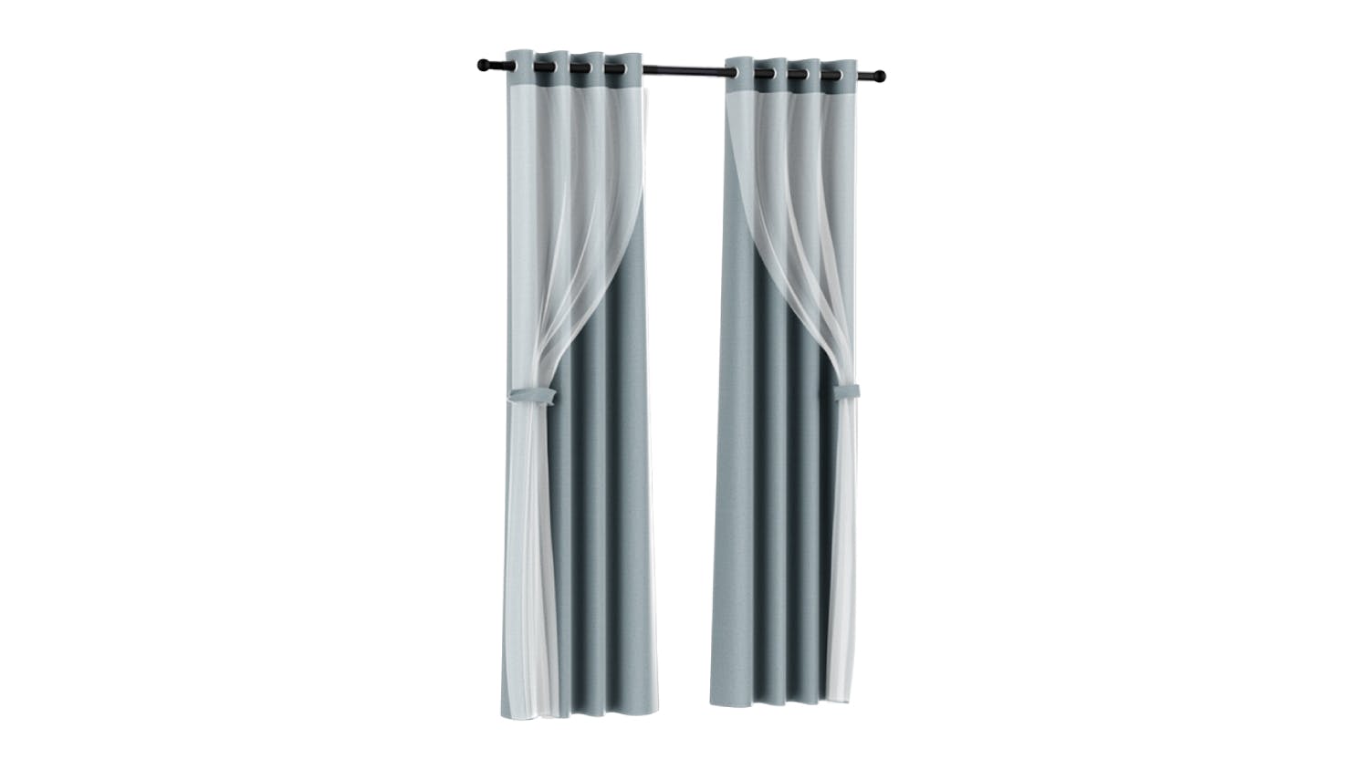 Artiss Multi-Layer Eyelet Sheer Curtains with Blackout Lining 132 x 213cm 2pcs. - Light Grey