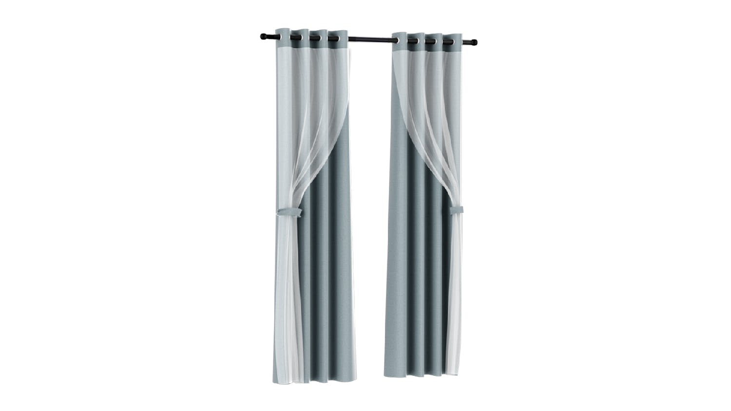 Artiss Multi-Layer Eyelet Sheer Curtains with Blackout Lining 132 x 242cm 2pcs. - Light Grey