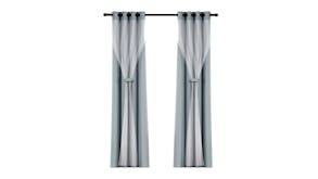 Artiss Multi-Layer Eyelet Sheer Curtains with Blackout Lining 132 x 274cm 2pcs. - Light Grey