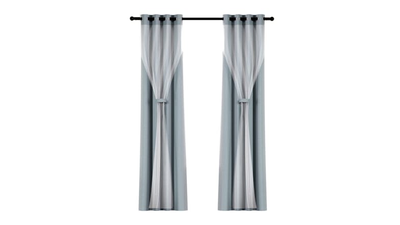 Artiss Multi-Layer Eyelet Sheer Curtains with Blackout Lining 132 x 274cm 2pcs. - Light Grey