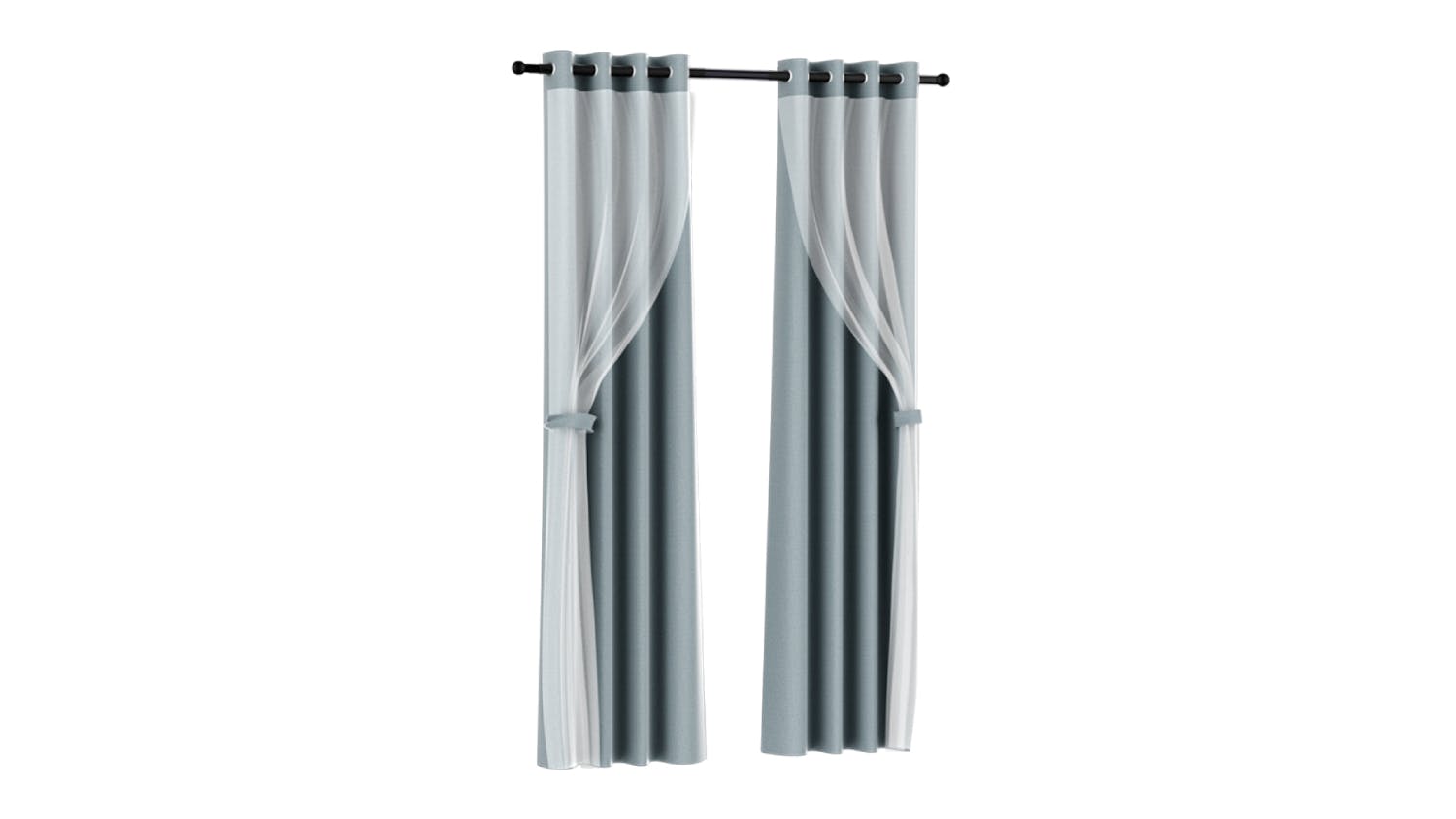 Artiss Multi-Layer Eyelet Sheer Curtains with Blackout Lining 132 x 274cm 2pcs. - Light Grey