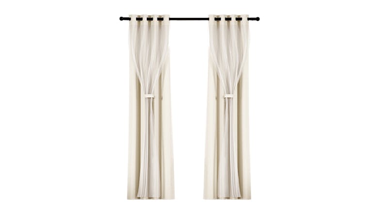 Artiss Multi-Layer Eyelet Sheer Curtains with Blackout Lining 132 x 304cm 2pcs. - Beige