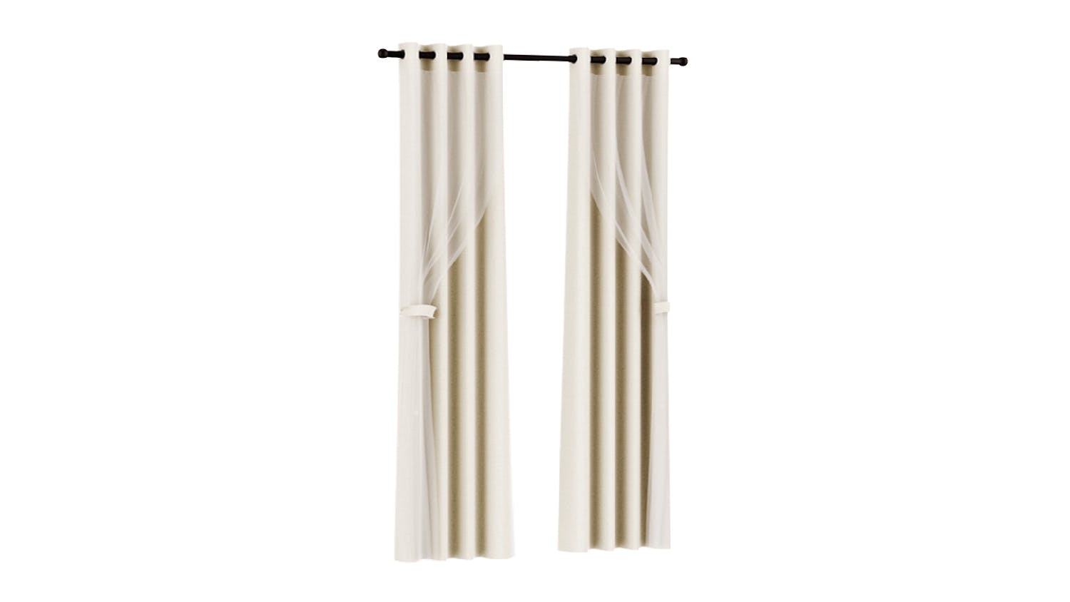 Artiss Multi-Layer Eyelet Sheer Curtains with Blackout Lining 132 x 304cm 2pcs. - Beige